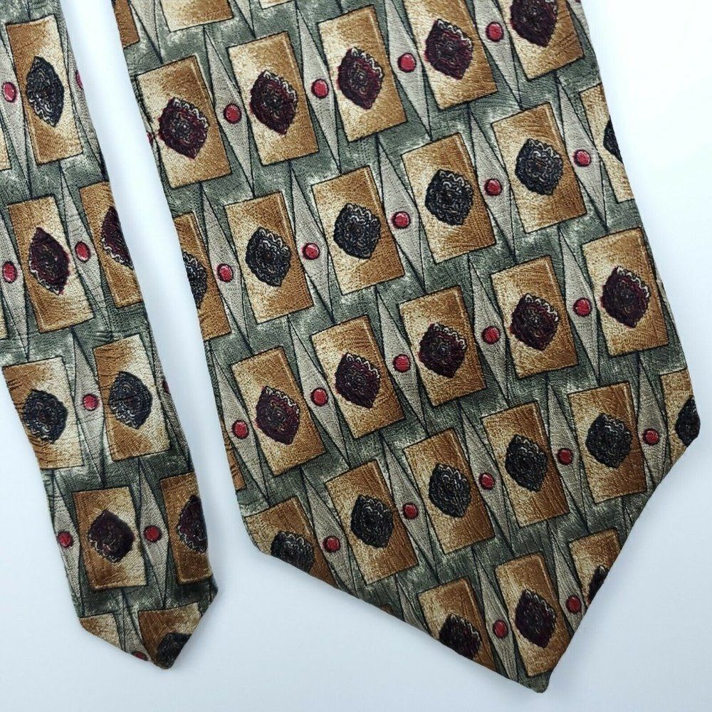Colours Alexander Julian Geometric Green Silk Tie